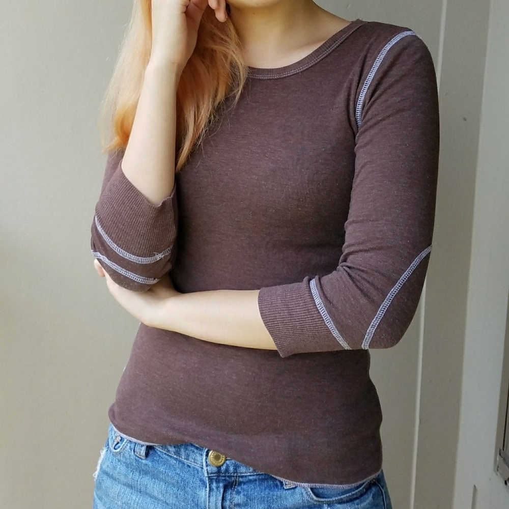 Brown 3/4 Sleeve Energie Shirt